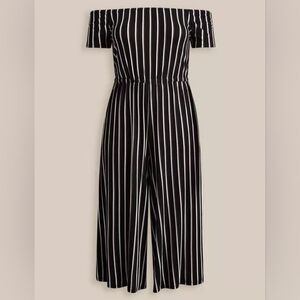 Torrid Black, Brown, And White Striped Jumpsuit